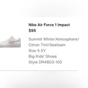 Nike Pink Air Force Kids size 5.5, Adults 6.5/7.